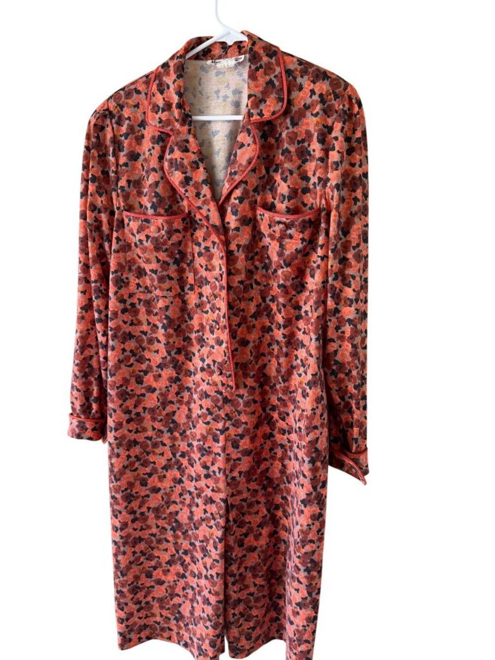 Marcelle Griffon Womens Floral Long Sleeves Notched Shirt Dress Size L Daywear